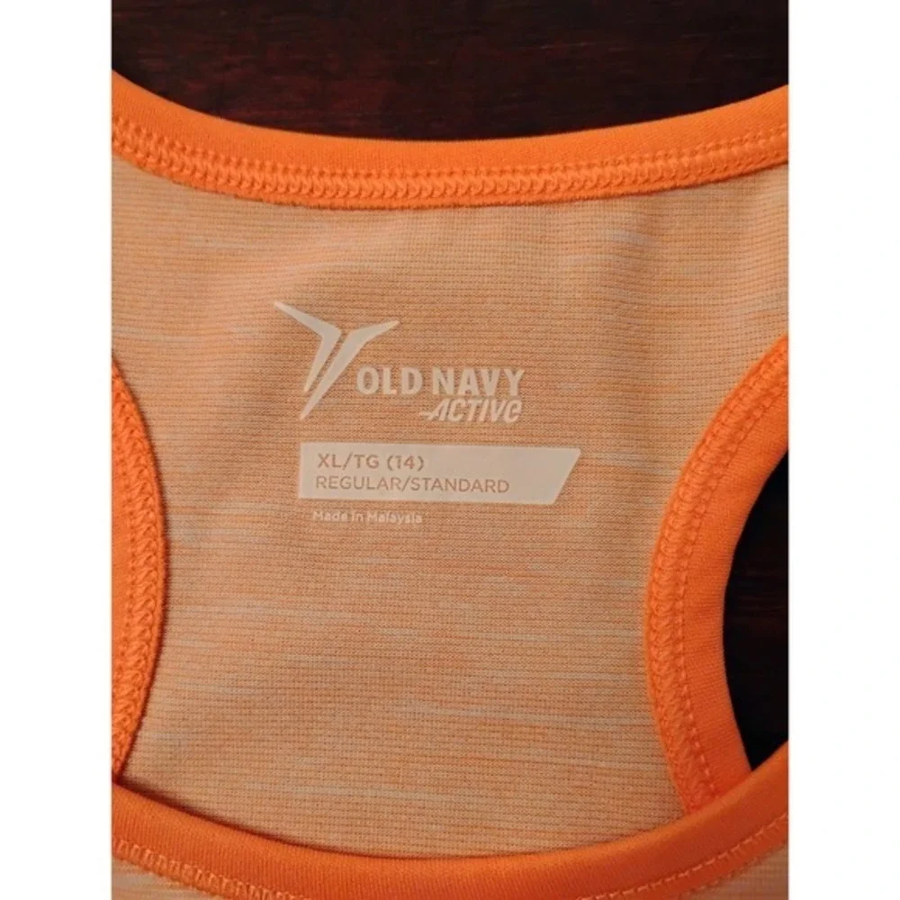 Old‎ Navy Active Girls Tank Top Bundle Orange Space Dye & Good Vibes Only XL 14